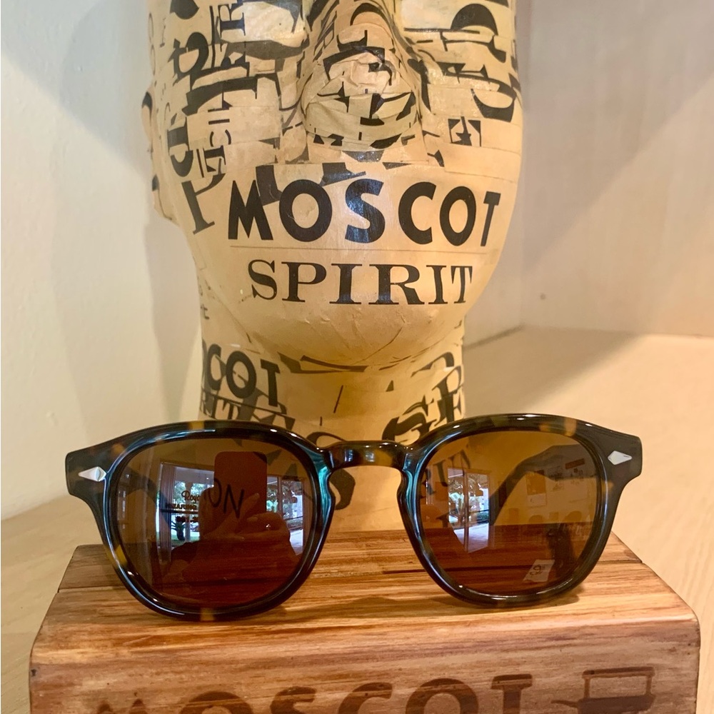 UNISEX MOSCOT ORIG. NYC LEMTOSH TORTOISE 46mm Round Sunglasses W/ Brown Lense